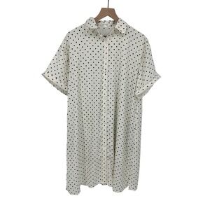 Summersalt The Do It All Shirt Dress Womens Medium Polka Dot Pockets Button